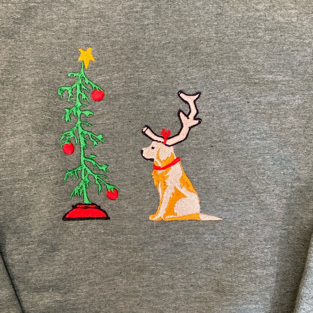 Christmas Golden Retriever Embroidered Sweatshirt